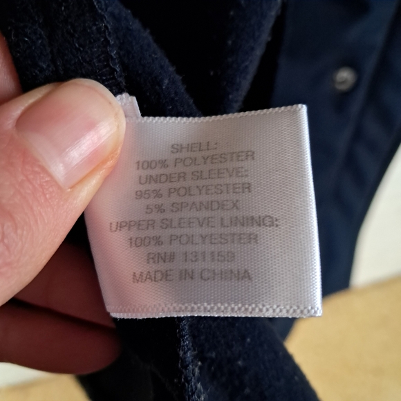 St Johns Bay Womens Navy Hooded Midweight Rain Jacket Zipper Accent Size Small - Picture 6 of 8